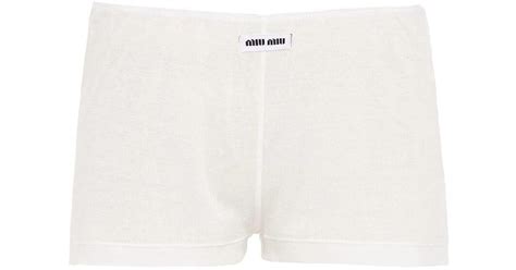 White Ribbed Knit Boxer Shorts 